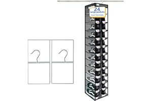 ZEBRICOLO hanging shoe organizer, 24 Section,shoe organizer,Ample Storage Space,college dorm essentials for girls,Heavy duty rack Up to 45 Pounds,closet organizers and storage,closet organizer,Grey/Black
