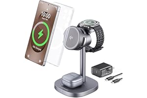 2025 New Magnetic Wireless Charger Stand with Active Cooling Fan for Samsung, 3 in 1 Charging Station for Samsung Galaxy S25 