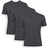 BAMBOOVEN Men's T-Shirts Rayon Made from Bamboo - Modern Fit, Moisture Wicking Undershirt - Crewneck/V-Neck Tees, 3-Pack