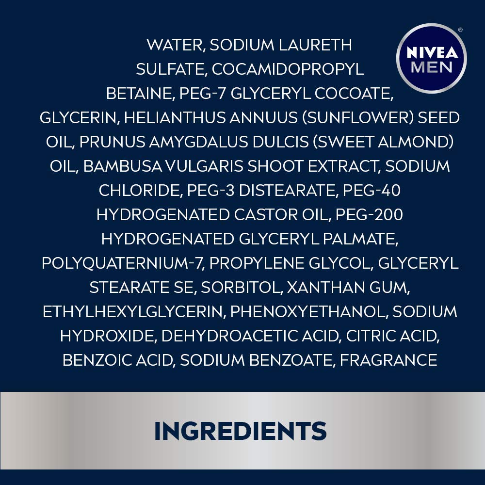 NIVEA Men Sensitive 3-in-1 Body Wash 16.9 Fluid Ounce (Pack of 3) : Bath And Shower Gels : Beauty