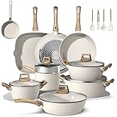 Bazova 25Pcs Pots and Pans Set Non Stick, Titanium-Reinforced Ceramic Cookware Set Non Stick, Non Toxic PFAS-Free Induction Ready, Long-Lasting Performance, Full Kitchen Set with 3 Casseroles