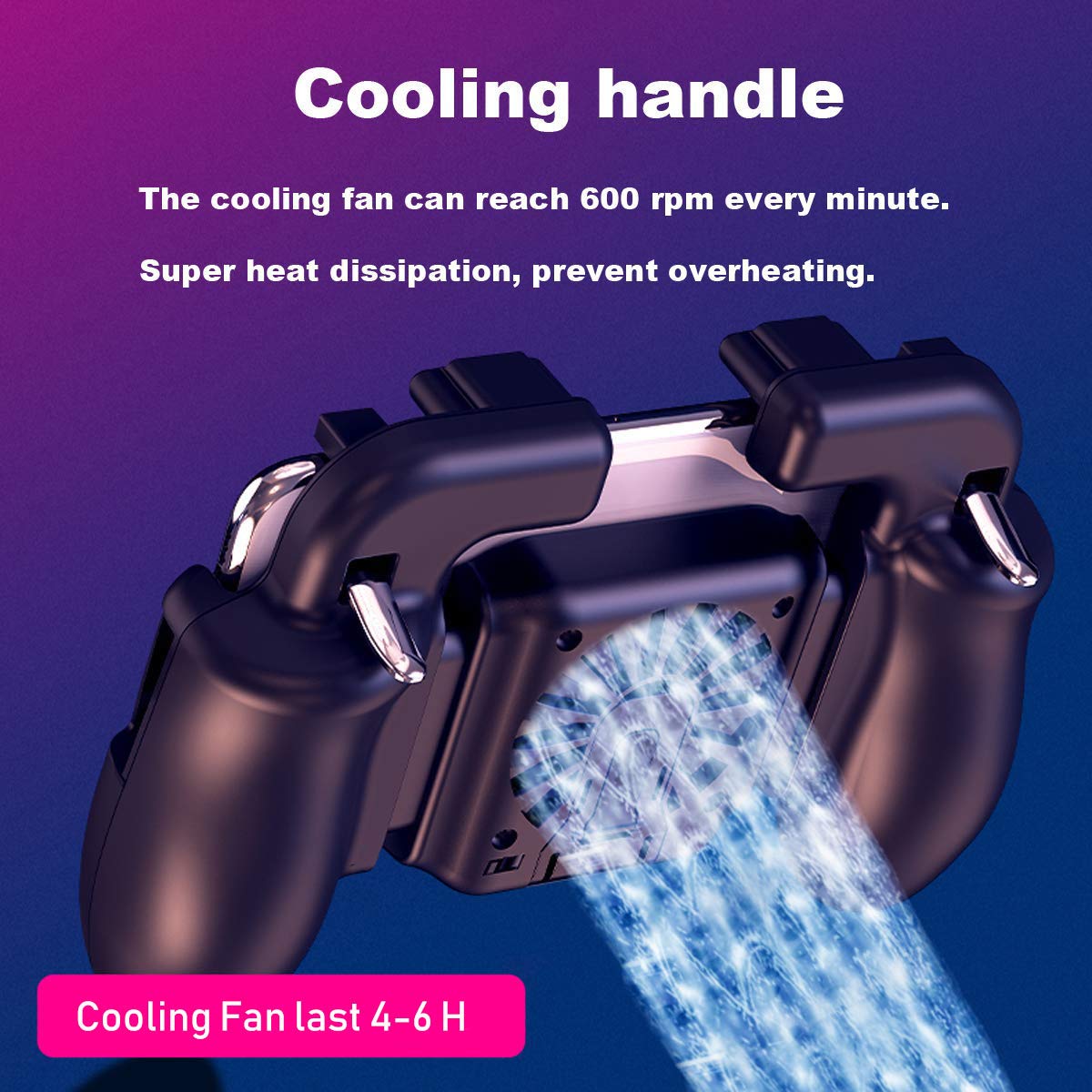 YZmoffer Portable Game Controller Mobile Game Trigger Cooling Fan Mobile Joystick Power Charger Gamepad, L1R1 Aim and Shoot Trigger Joystick Upgraded Version for iOS Android 4.5-6.5inch
