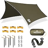 Rain Fly 12x10 Lightweight Survival Camping Tarp; 100% Waterproof; Makes a Great Backpacking Tarp or Hammock Shelter; Comes in Multiple Colors, Survival Bracelet Included; OD-Green