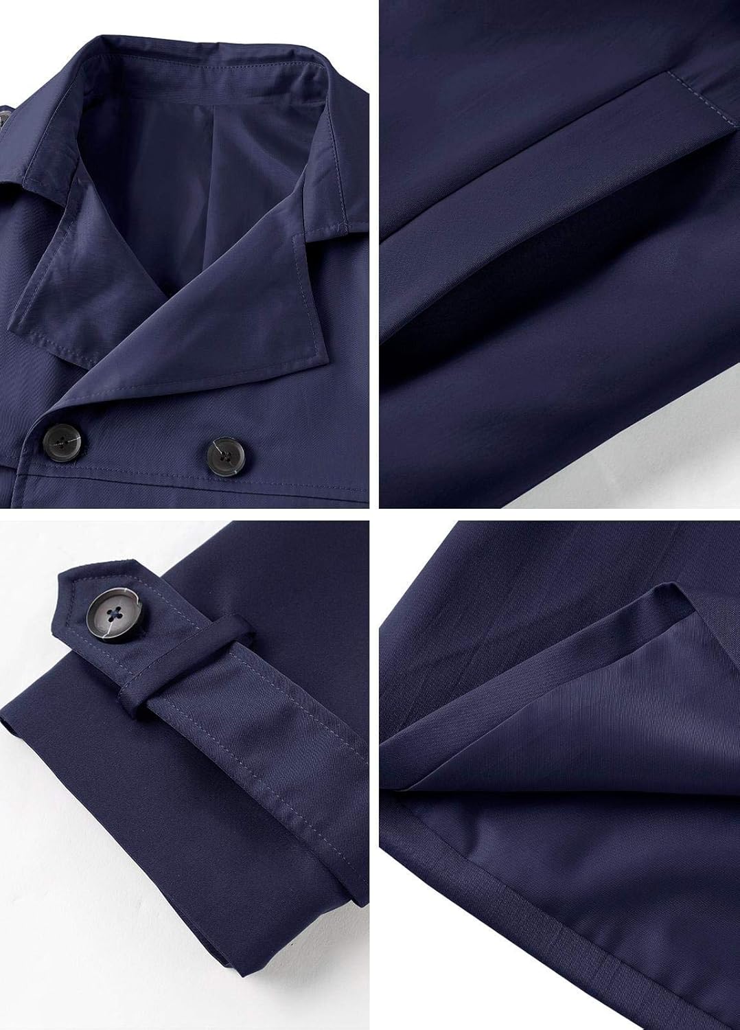 Men's Trench Coat Slim fit Long Lapel Double Breasted Belted Windbreaker Jacket Windproof Button Overcoat at  Men’s Clothing store