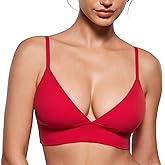 INLYRIC Women's Inbarely Outwear Longline Triangle Bralette Plunge Unlined No Underwire Yoga Sports Bra Crop Tank Top