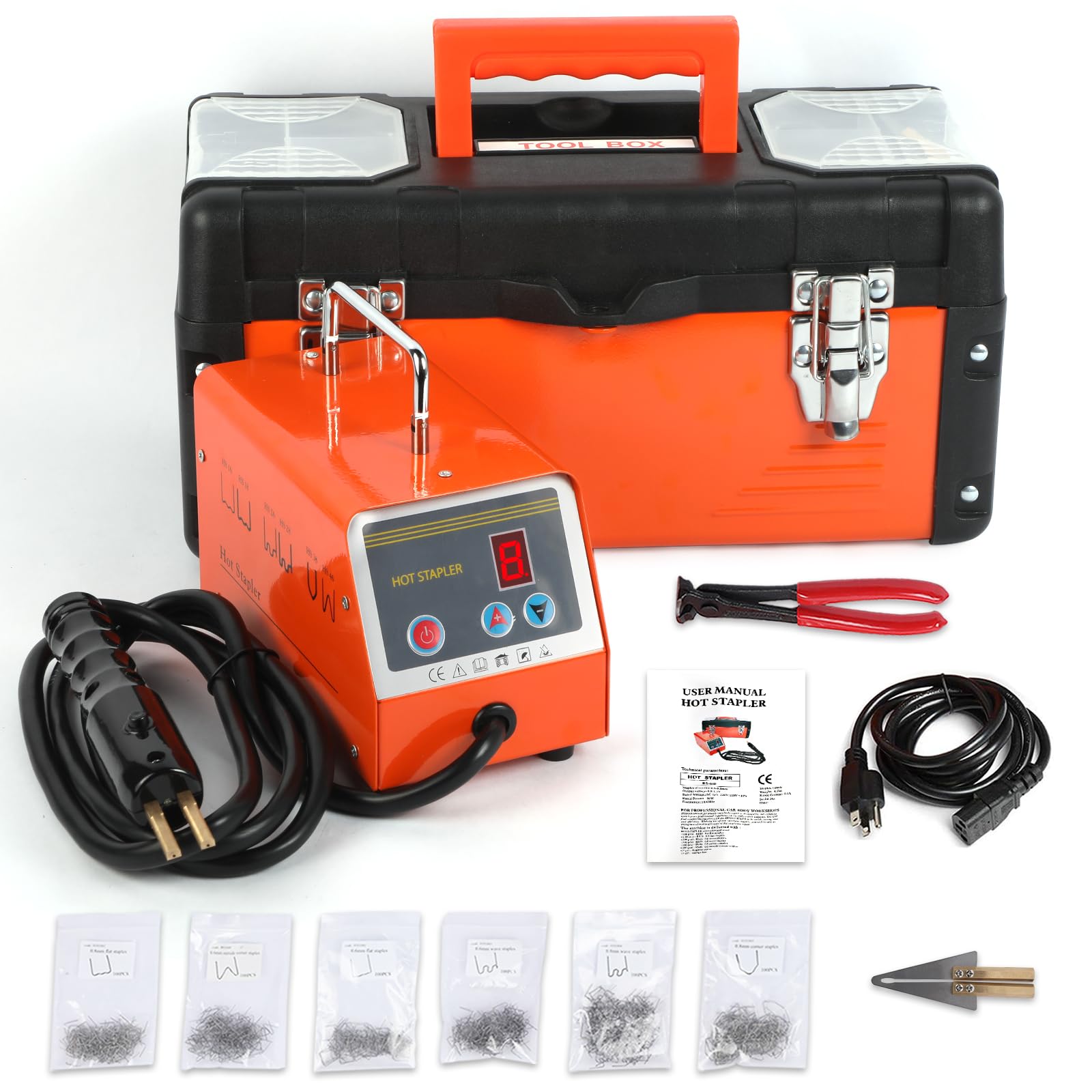 BELEY Car Bumper Repair Plastic Welder Kit, 220V 30w Hot Stapler Plastic Welding Gun Machine with 600PCS Staples