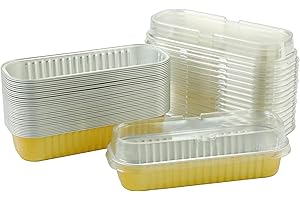 Waytiffer Aluminum Pans With Lids 50 Pack, 6.8oz Mini Cake Pans Mini Loaf Baking Cups Muffin Tins,Disposable Baking Tins Baking Pans Holders For Brownie Mini Loaf Bread