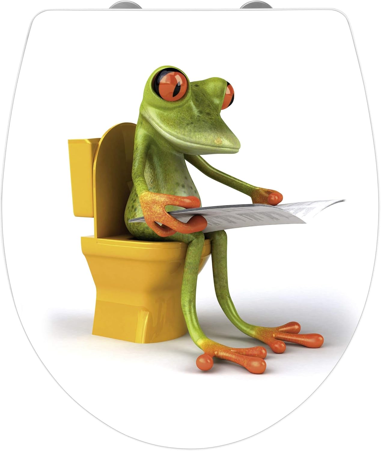 WENKO 21758100 Toilet seat Frog News Acrylic - soft closing mechanism, Fix-Clip, Duroplast, 38.8 x 45 cm, White