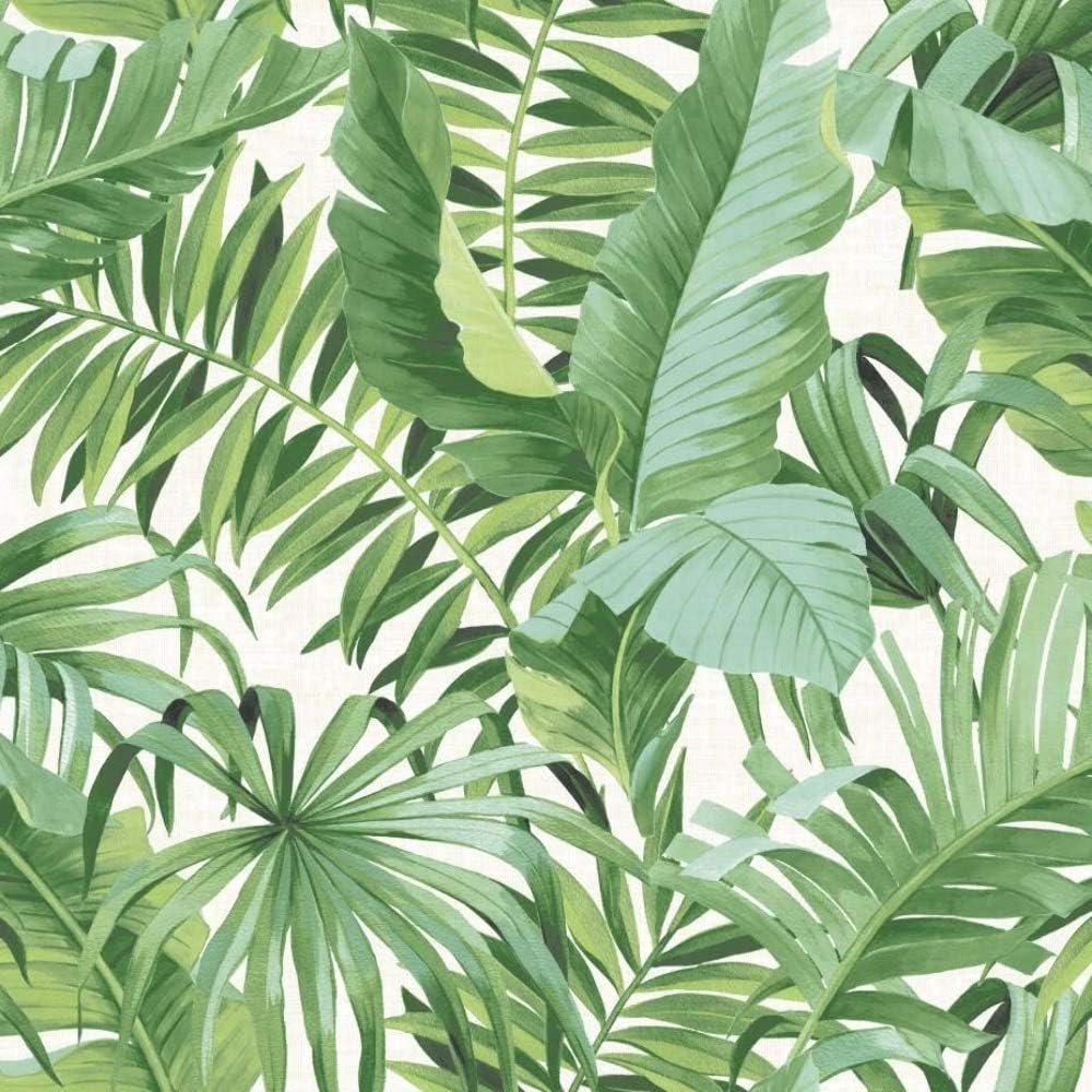Fine Decor Tropical Leaf Wallpaper Palm Tree White Green A Street Prints Paste Th, 10.1 x 52 cm - Image 3