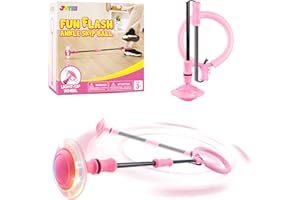 JOYIN Pink Ankle Skip Ball with Flashing Lights, Toy for Kids Indoor & Outdoor, Flashing Swing Ball Foldable Sports Toy, Birthday Gifts for Kids 3 4 5 +