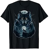 Wolf Howling at Moon Funny Graphic Tees Men Wolves T-Shirt