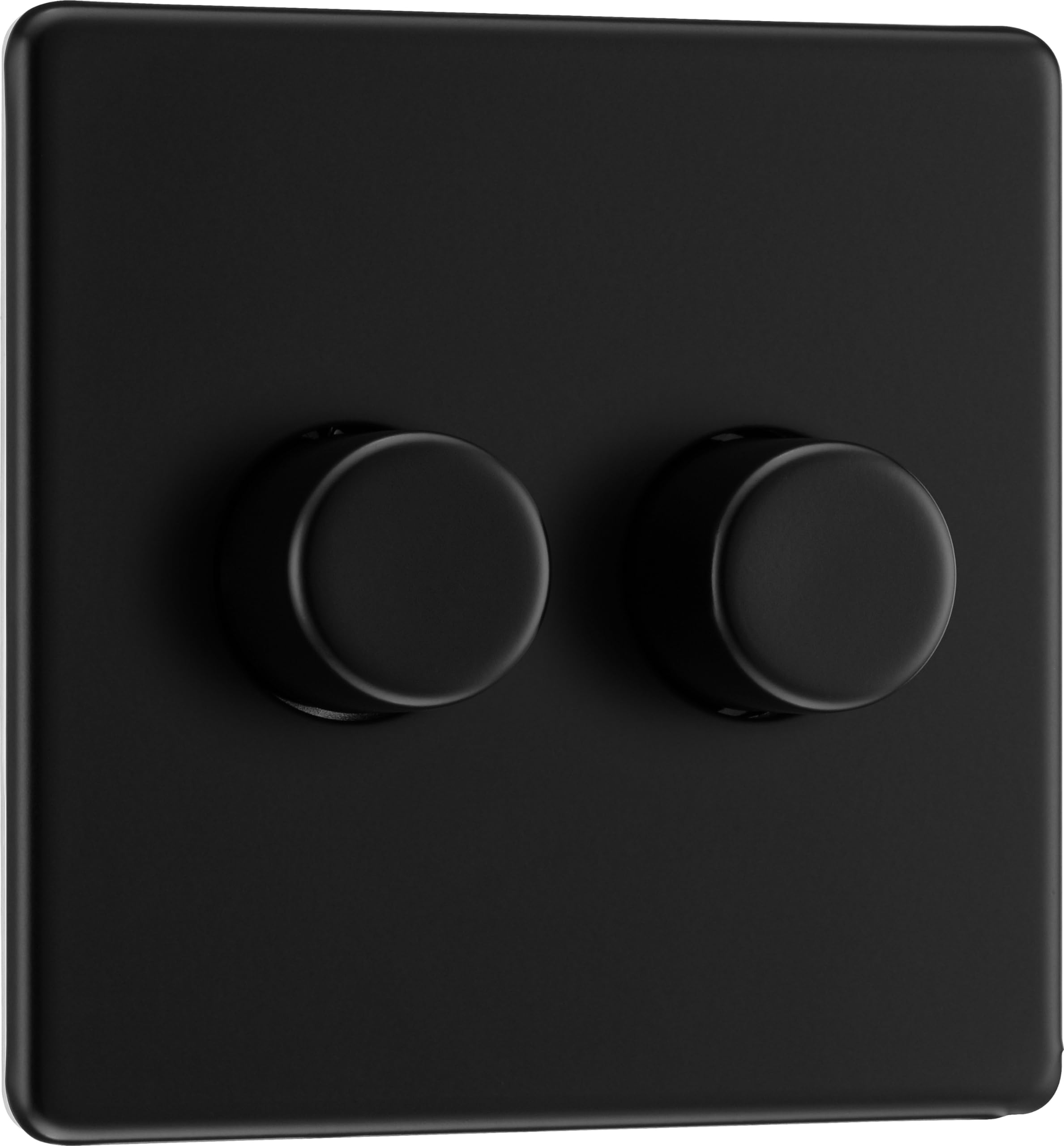 BG Electrical Intelligent Double Wall Dimmer Switch, 2 Way, Screwless Front Plate, Premium Flatplate, Matt Black, 200W, FFB82