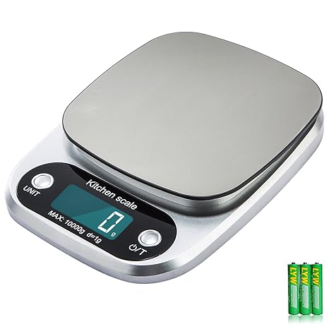 Diyife 10Kg Küchenwaage, Große Kapazität Lebensmittelwaage Edelstahl Plattform Backen & Kochen Skala mit Multifunktions für E