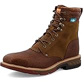 Twisted X Lacer 8in CellStretch Men's Distressed Saddle/Cognac Work Boot