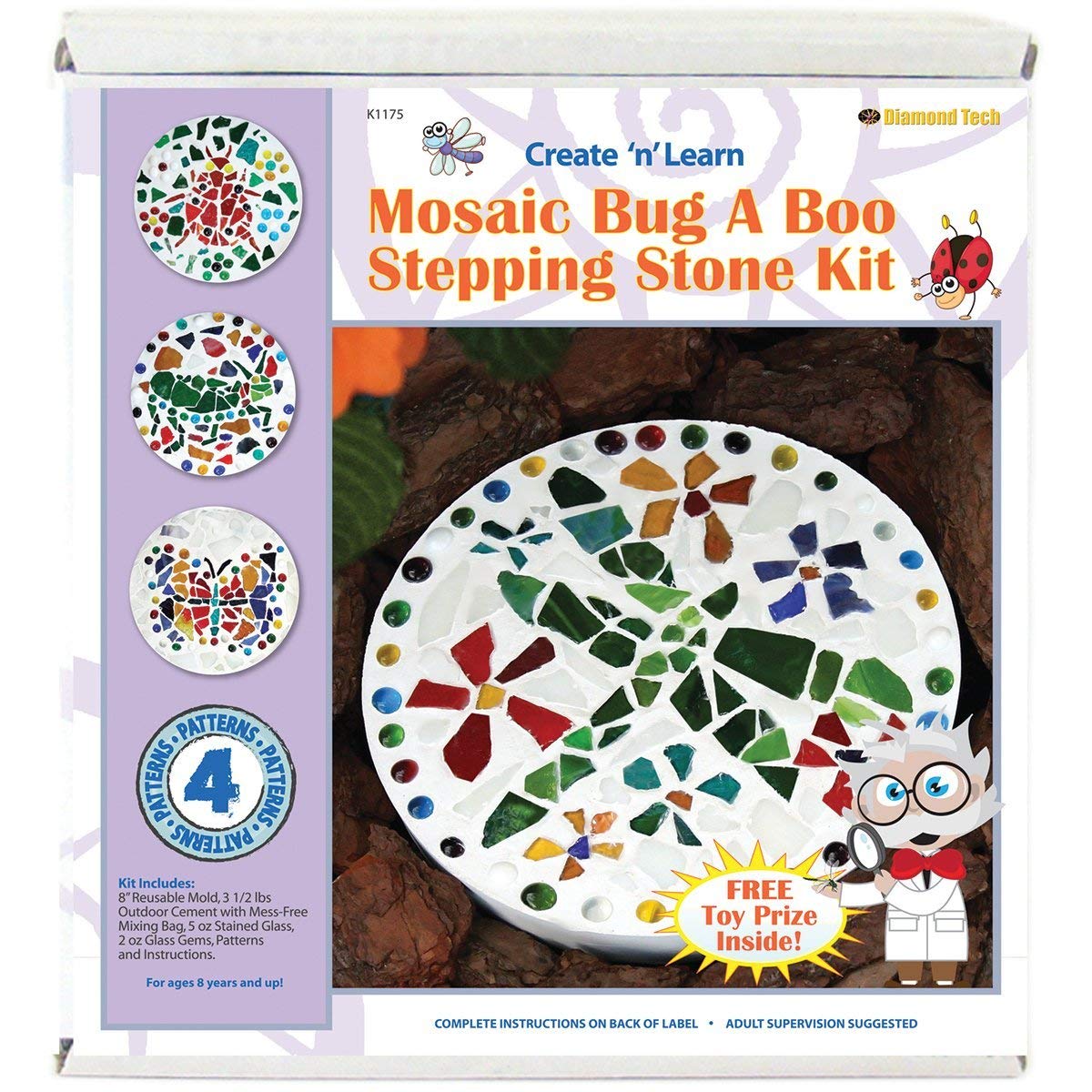Diamond Tech Crafts Mosaic Stepping Stone Kit-Bug A Boo, Other, Multicoloured