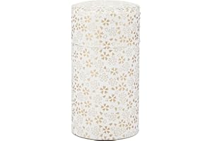 Yamako Pokkan a Japanese Tea Tin Canister, Air Tight, Double Lid, 200g Tea Capacity (Sakura - Cherry Blossom Pattern, L - 200