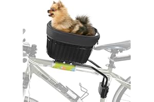 HOMEE Dog Bike Basket Carrier, Bicycle Basket for Dogs with Safety Strap,Pet Bike Basket Carrier Travel Bag for Up to 11lbs S