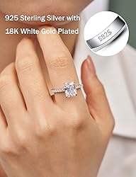 Oivley 3CT Radiant Cut Engagement Rings for