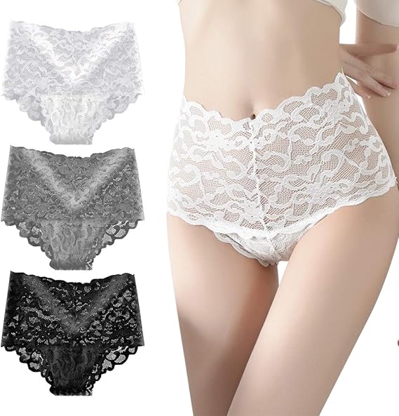 Amazon Co Jp ハイウエスト ショーツ レディース レース シームレス パンティ 女性下着 パンツ セクシー パンティ 通気性 透け感下着 美尻 レギュラー ショーツ 3枚組 3枚組 L 服 ファッション小物