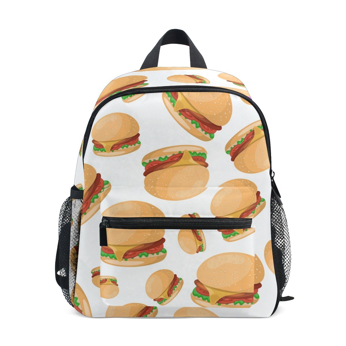 Kids Backpack, Funny Hamburger Printed Personalised Lightweight