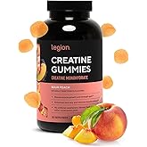 LEGION Creatine Monohydrate Gummies - Clean Creatine Chewables for Muscle Gain, Improving Endurance & Post Workout Recovery - Creatine Supplement for Maximum Absorption (Sour Peach)