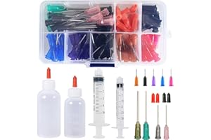 QSTOHENA Blunt Needle Tip Applicator Bottle Set - 2 Syringes 2 Plastic Squeeze Bottles with 70Pcs Dispensing Needles and 20Pc