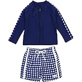 SwimZip Boys' Long Sleeve Rash Guard & Swim Shorts Set - UPF 50+ Sun Protection