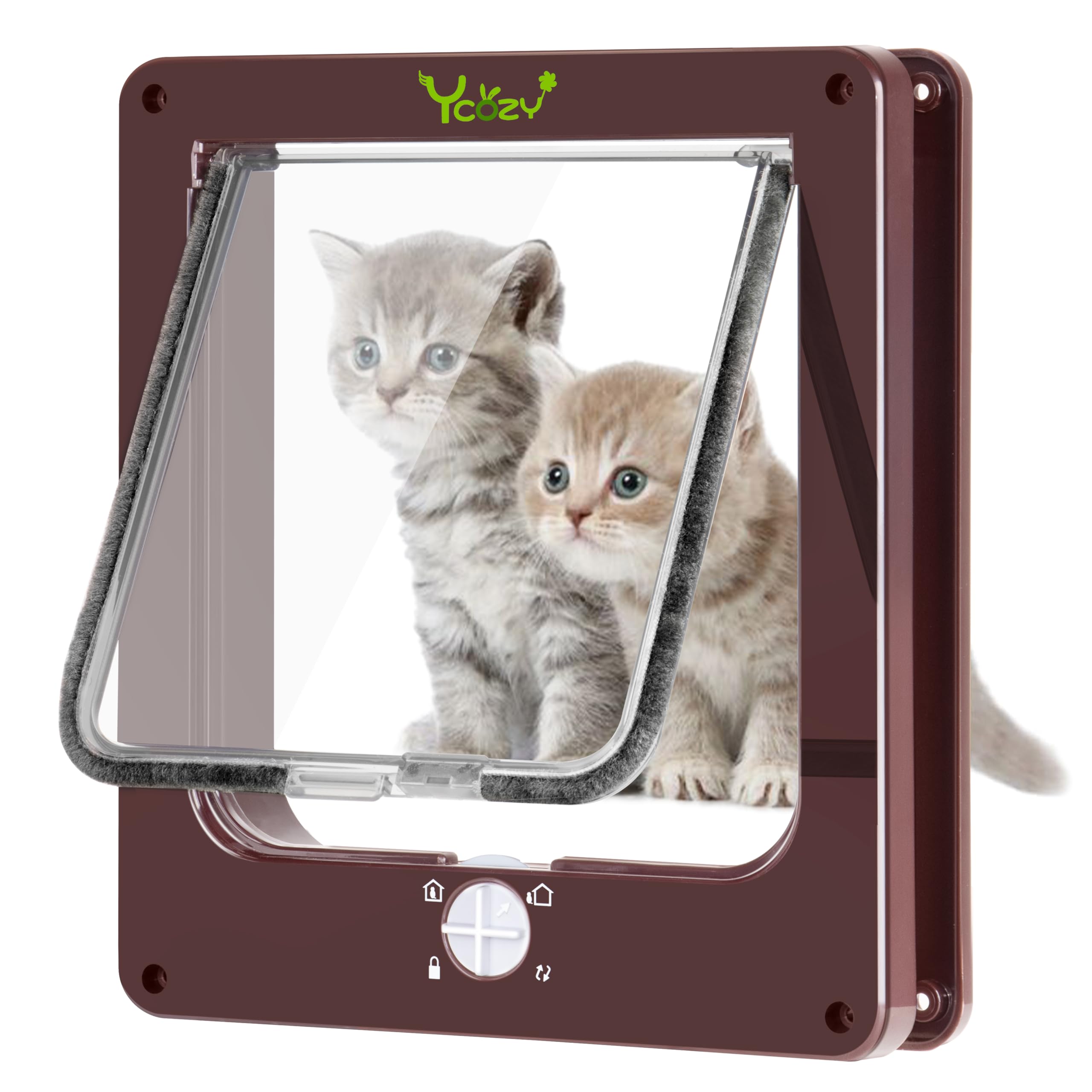 Ycozy 二世代 ペットドア 外寸26.8 x 23.5cm 猫 出入り口 小型犬用 ドア 猫扉 4ウェイロッキング キャットドア 室内用 取り付け簡単 冷暖房対策 の商品画像