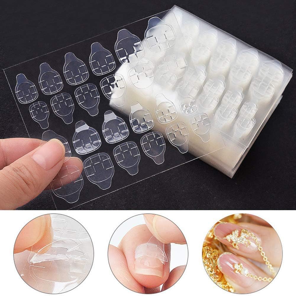 HUPOO Double-Side Glue Nail Sticker, Transparent, Non-Toxic, 240 Pieces (10 Sheets), Crystal, Rectangular, Indoor Use, Nail Sticker - Image 4