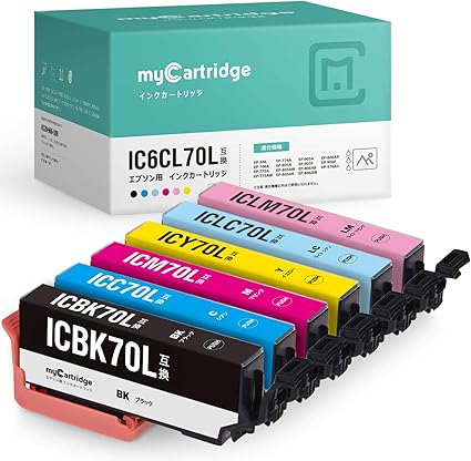 Amazon Mycartridge Epson エプソン インクカートリッジ 70 Ic6cl70l 6色セット さくらんぼ 大容量 互換インク Icチップ付き 残量検知 対応機種 Ep 306 Ep 706a Ep 775a Ep 775aw Ep 776a Ep 805a Ep 805aw Ep 805ar Ep 806aw Ep 806ab Ep 806ar Ep 905a Ep 905f