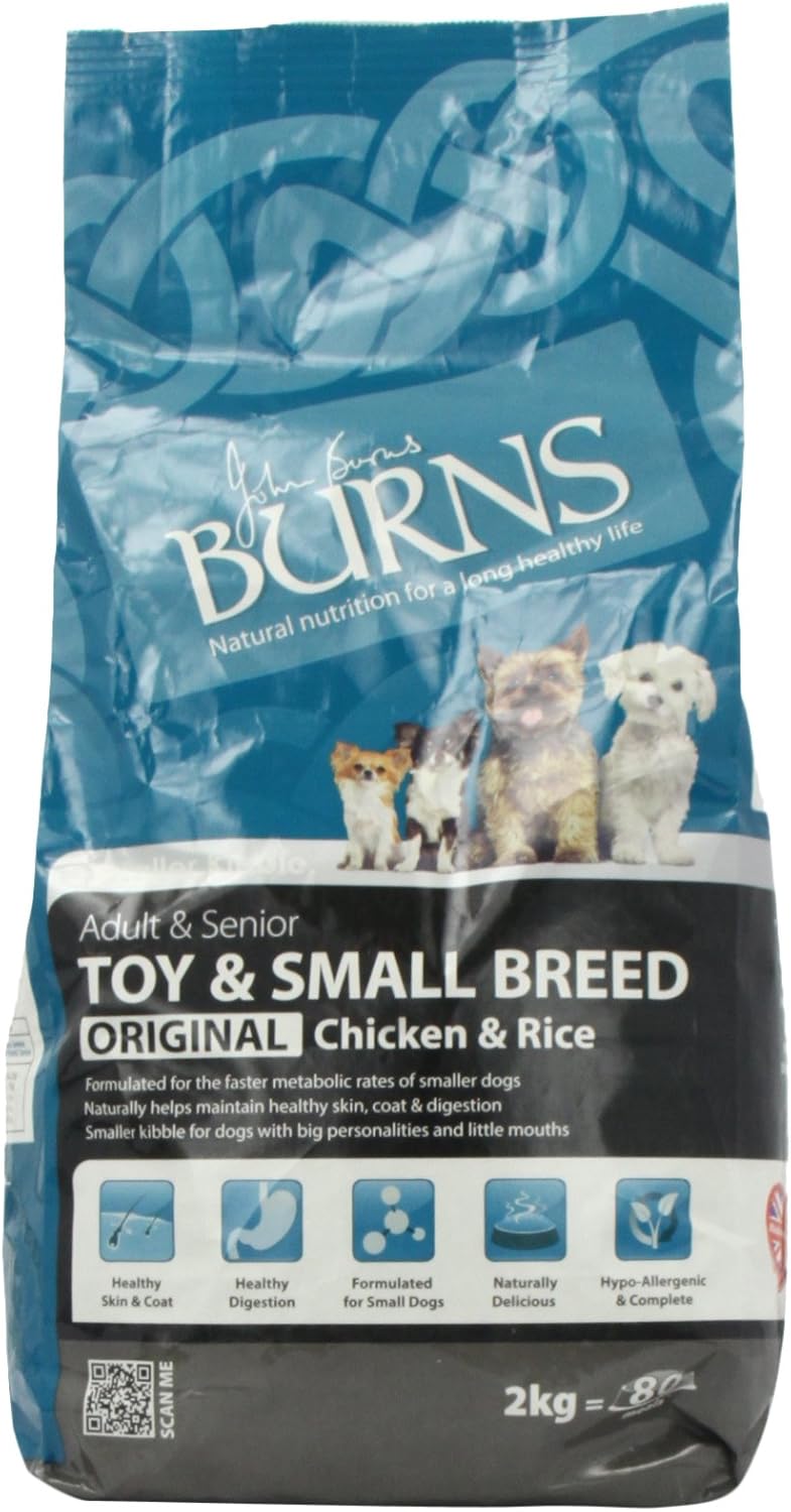 Burns Pet Nutrition Hypoallergenic Complete Dry Dog Food Adult and Senior Dog Small/Toy Breed Chicken and Rice 2 kg