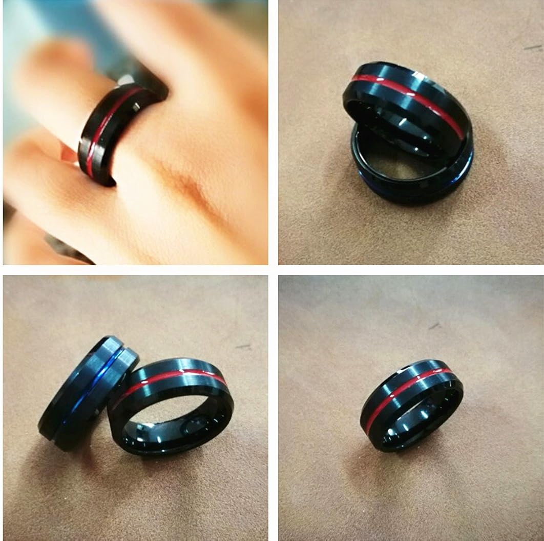 King Will Special Tungsten Wedding Ring For Men 30, One Red, T 1/2(62.08mm) - Image 5