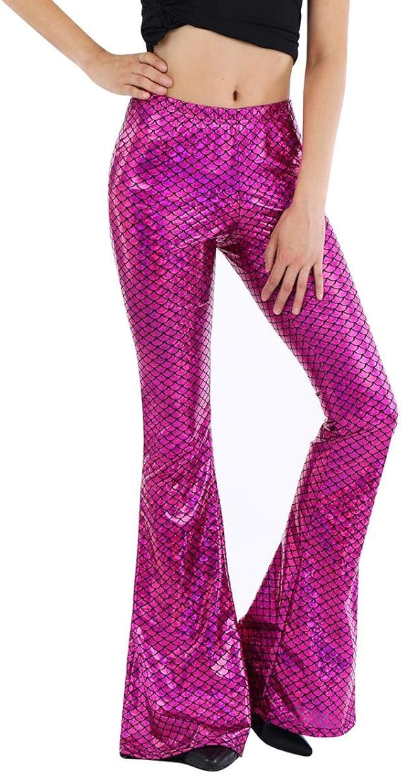 Bell Bottom Pants Women OwlFay Women PVC Faux Leather Wet Look