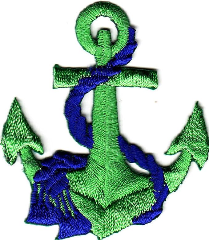 Amazoncom nautical anchor green blue rope iron on embroidered