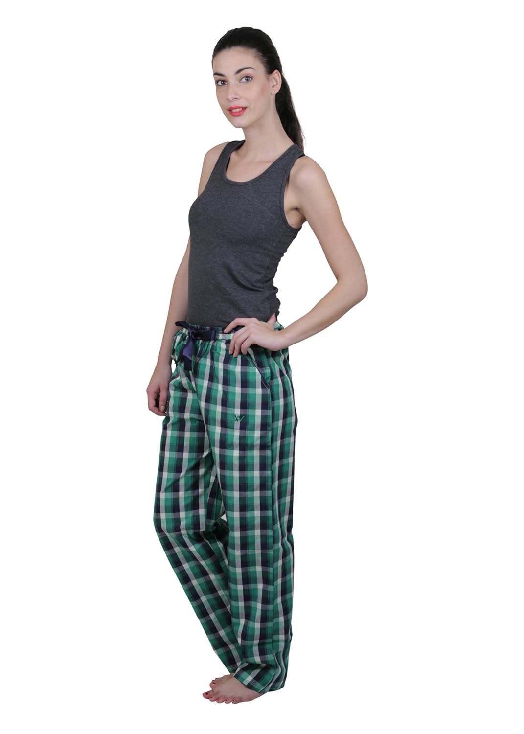 vixenwrap green & black checkered cotton pyjama