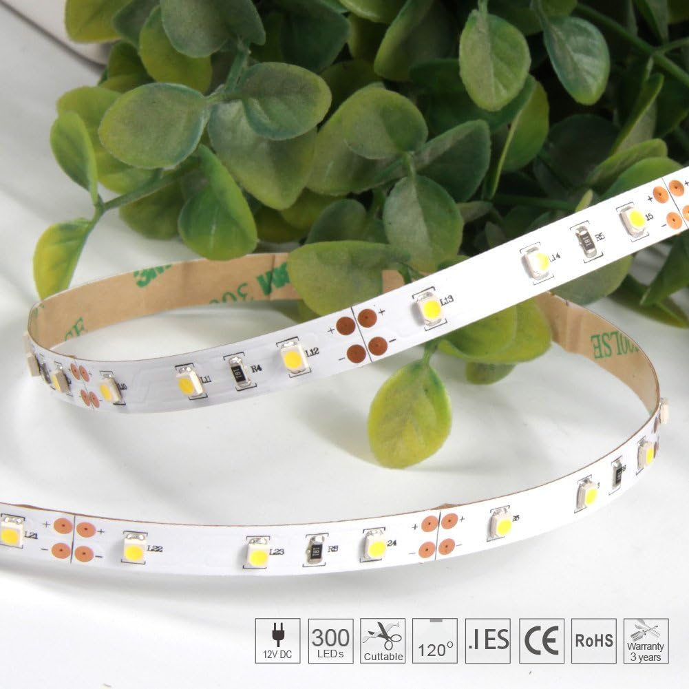 Signcomplex Flexible LED Strip 3528 SMD LED Ribbon 5m a reel 12VDC 300leds 5000x8mm Tape Lights(Nature White) - Image 5