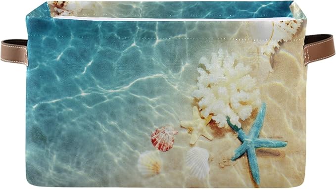 OOWOW Aufbewahrungskorb, 2 Stück, tropisches Meer, Strand, Seestern