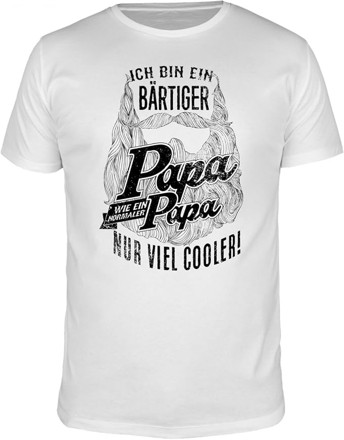 Fabtee Ich Bin Ein Bartiger Papa Wie Eine Normaler Papa Nur Viel Cooler Herren Fun T Shirt Grossen S 3xl Grosse Xl Farbe Weiss Amazon De Bekleidung
