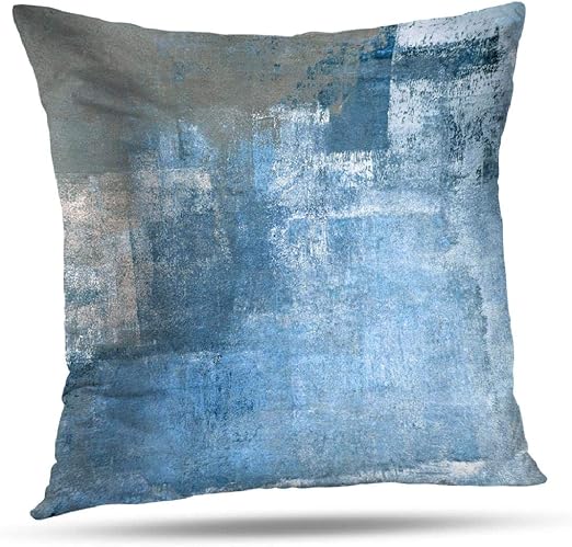 Amazon Com Alricc Grey And Blue Abstract Art Pillow Cover Modern