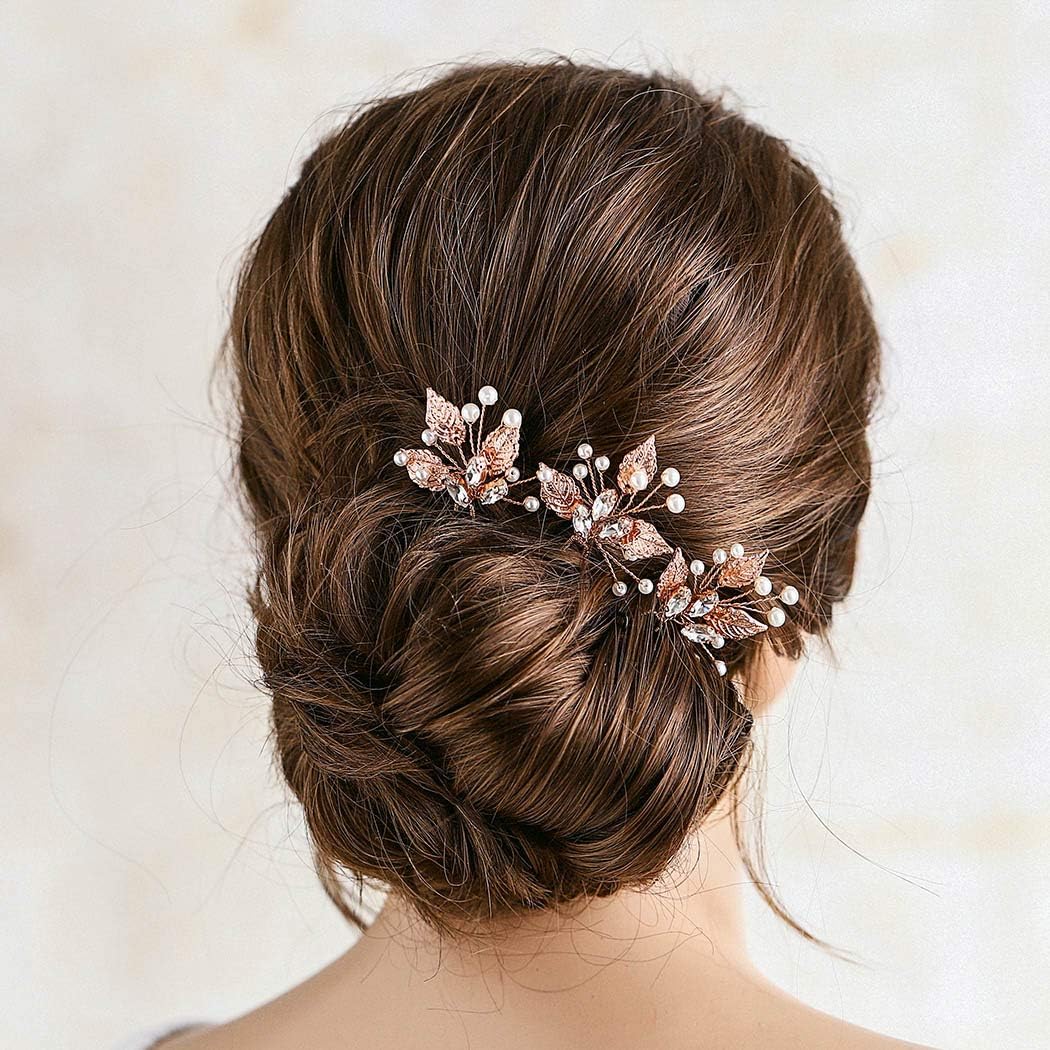 Jakawin Bride Wedding Leaf Hair Pins Bridal Hair Accessories Hair Piece for Women and Girls HP061