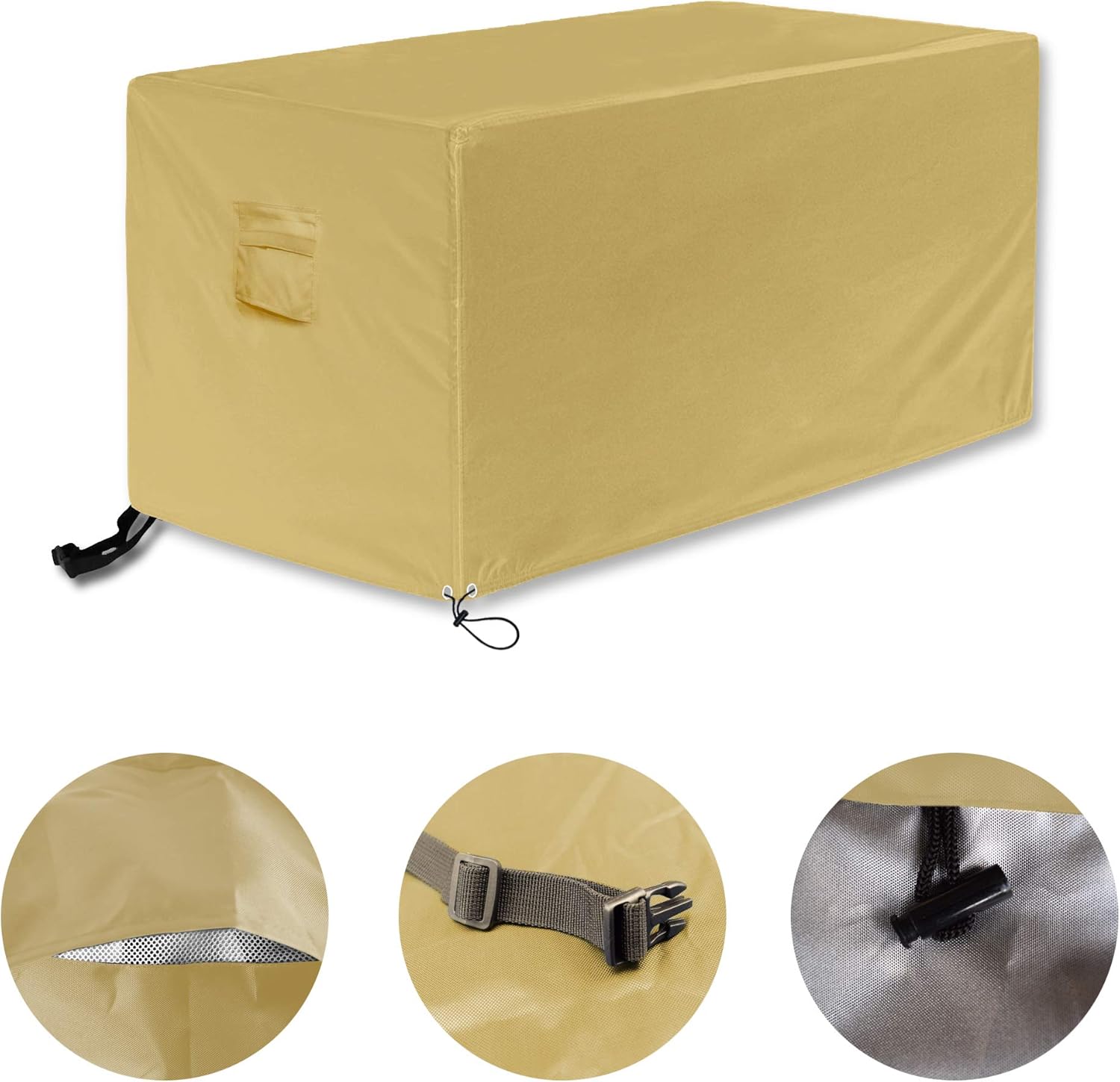 AlaSou Rectangle Deck Box Covers, Storage Box Cover with Straps and Handles, Patio Deck Box Cover fit for Deck Boxes Dustproof and Waterproof (52‘’x28''x27'' : Garden & Outdoor