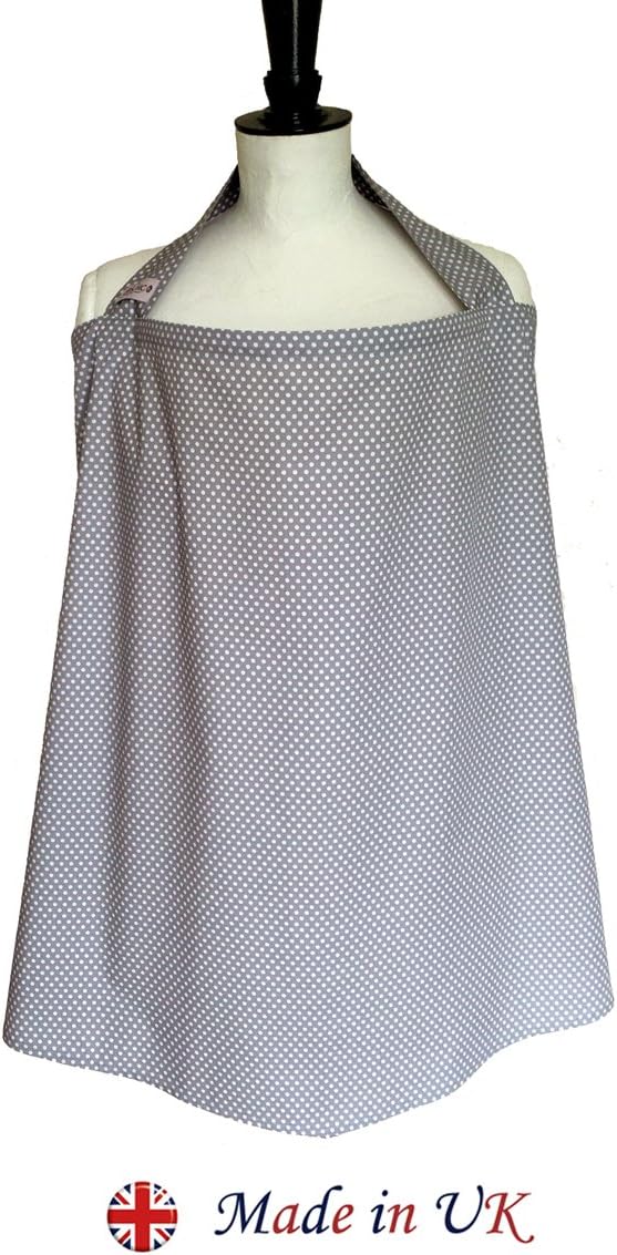 BebeChic.UK - Oeko-Tex Certified 100% Cotton - Breastfeeding Covers - Boned Nursing Tops - Silver Grey/White dot - Image 4