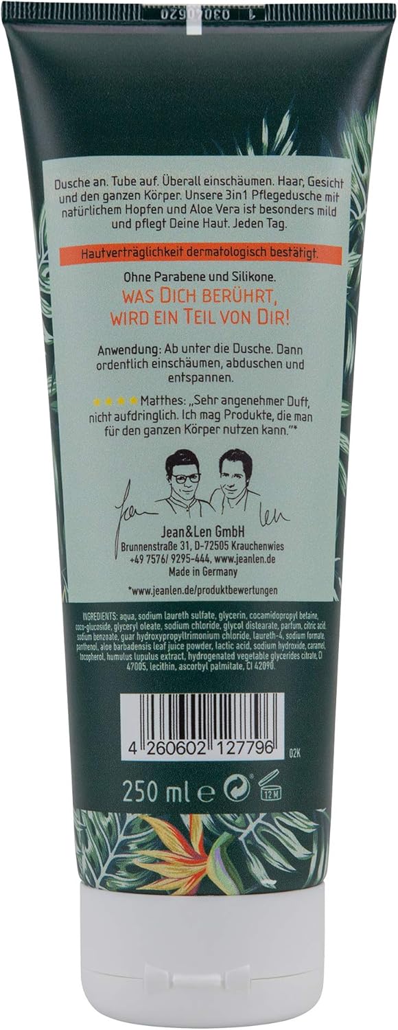 Jean & Len 3-in-1 Men's Shower Aloe Vera & Hops, Mild Care for Body Hair  and Face - BigaMart