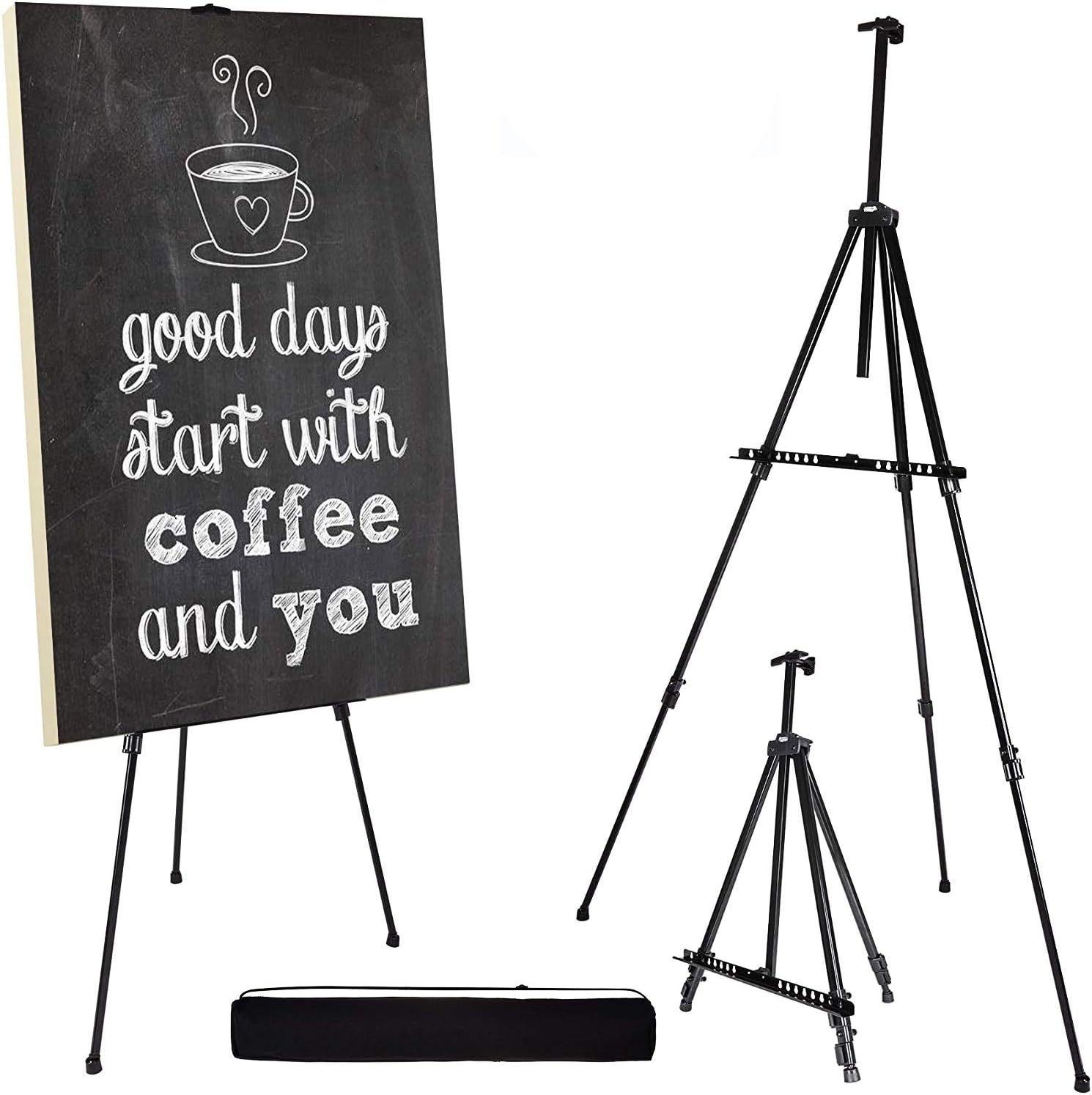Artify 73 Inches Double Tier Easel Stand, Adjustable Height from 22-73”, Tripod for Painting and Display with an Environmental Friendly Carrying Bag and Spare Parts : Office Products