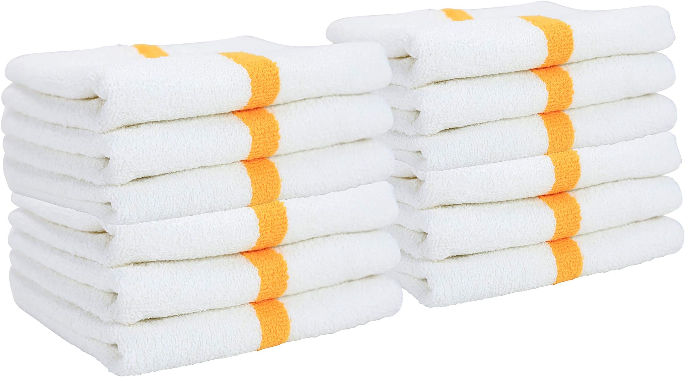 Arkwright White Hand Gym Towels - Pack of 12 - Bulk 100% Cotton Soft Quick Dry Sweat Absorbent Hotel Quality Towels for Workout, Bathroom, Spa, Pool, 16 x 27 in, Gold