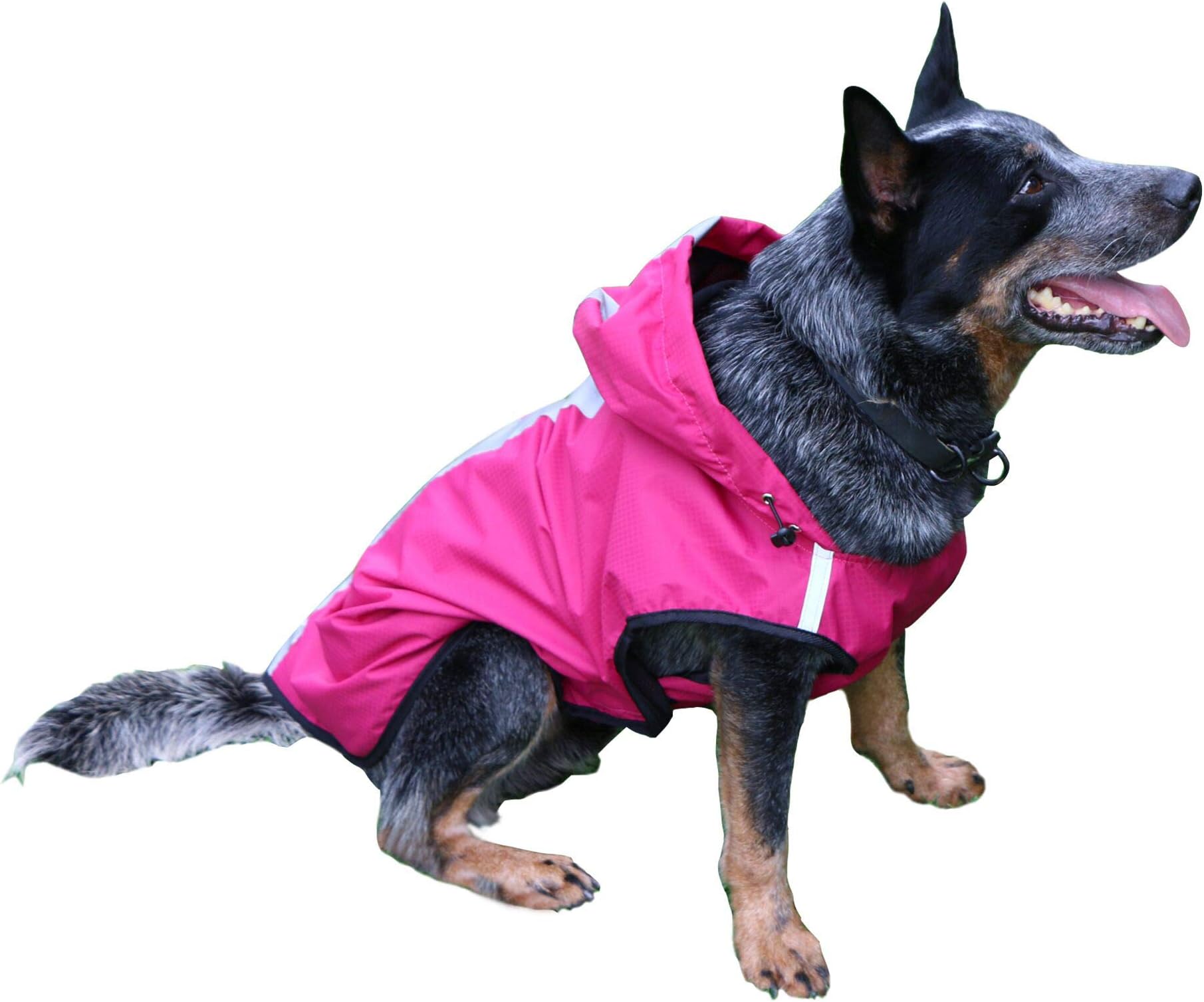 senye Waterproof Dog Raincoat, Lightweight Packable Jacket with Reflective Stripes for High Visibility Safety, Adjustable Hood Poncho for Small Medium Large Dogs (M, Red)