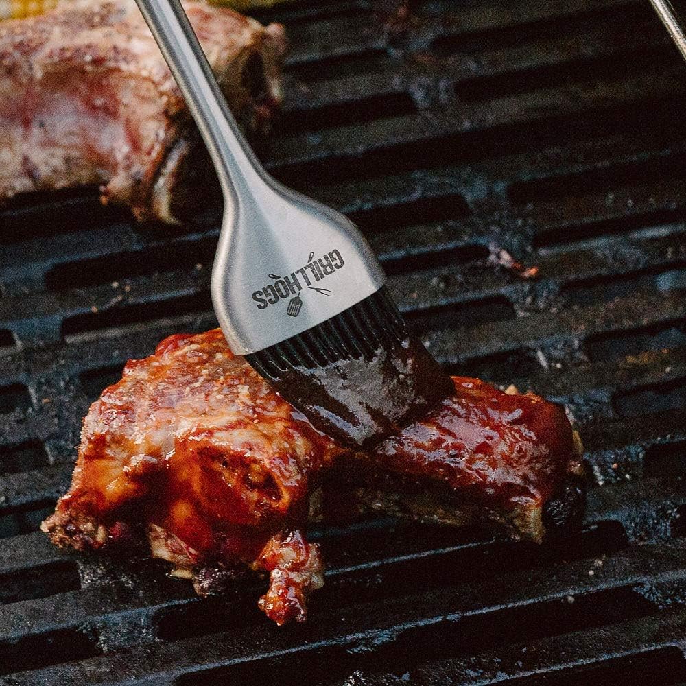 GRILLHOGS Silicone Sauce Basting Brush, Premium Stainless Steel Handles, Pastry & Barbecue Grilling, Dishwasher Safe & Heat Resistant, Set of 2 : Sauce Brush : Garden & Outdoor