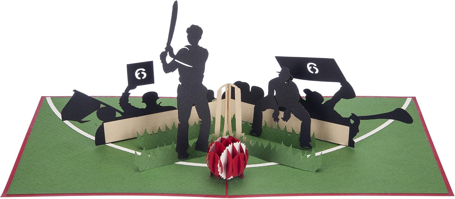 Cardology - Cricket Pop Up Card, Black, 15cm x 15cm - Image 4