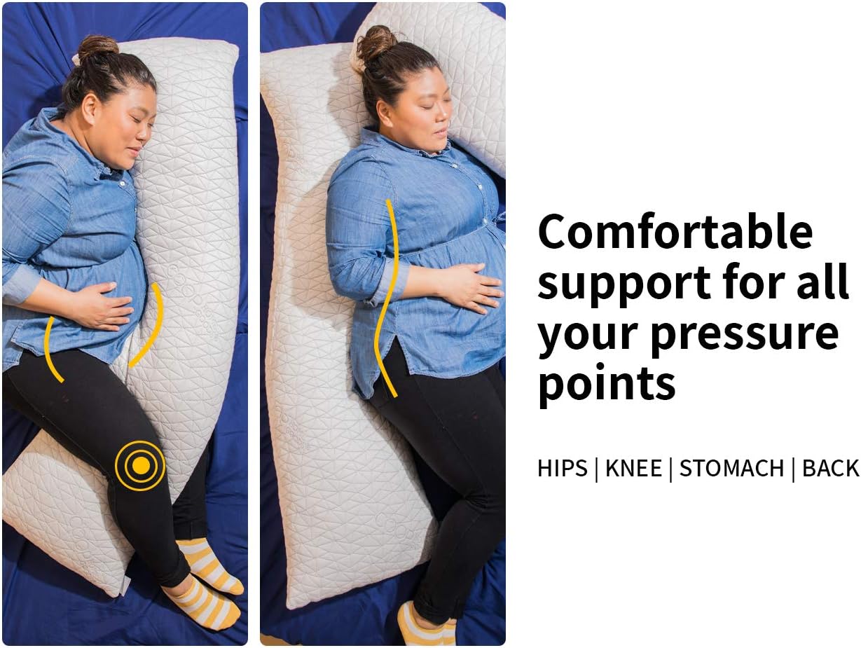Coop Home Goods - Adjustable Body Pillow - Hypoallergenic Cross-Cut Memory Foam – Perfect for Pregnancy - Lulltra Zippered Washable Cover - CertiPUR-US and GREENGUARD Gold Certified - 20x54: Home & Kitchen