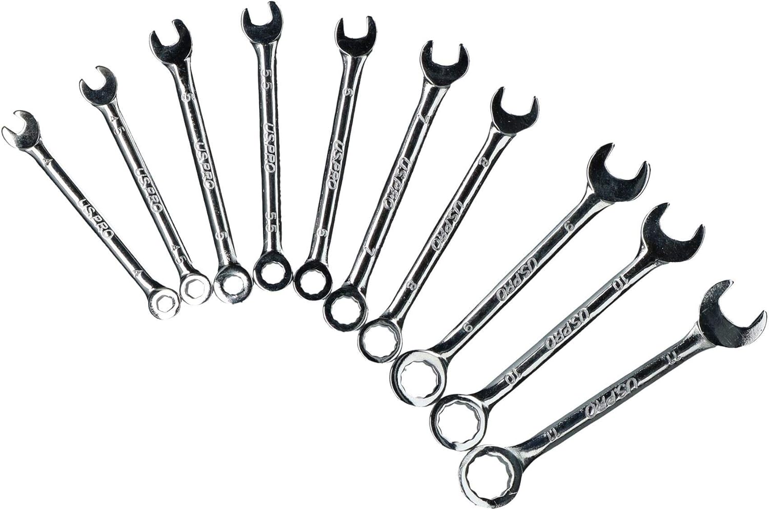 10pc Mini Equal Combination Spanner Set 411mm Micro Wrench Metric